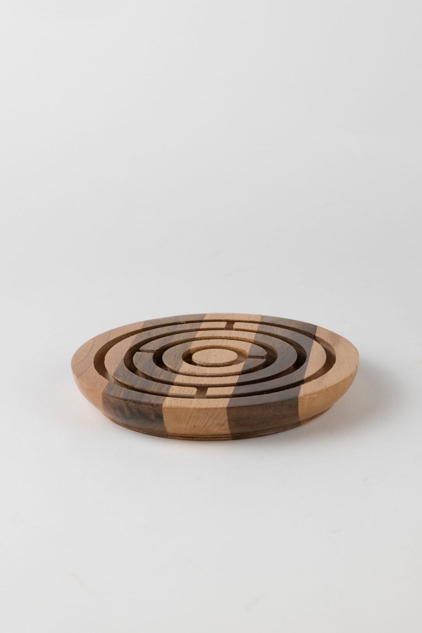 Game round maze wood/metal 6D natural