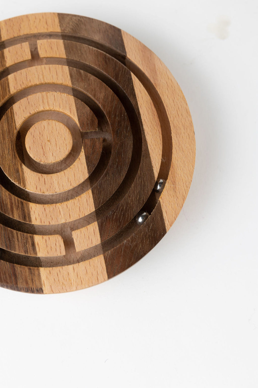 Game round maze wood/metal 6D natural