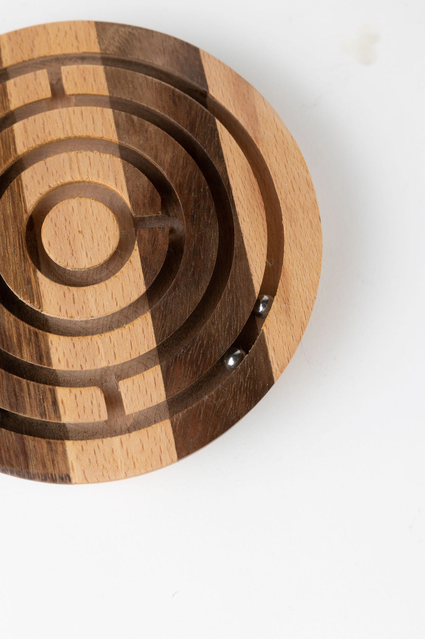 Game round maze wood/metal 6D natural