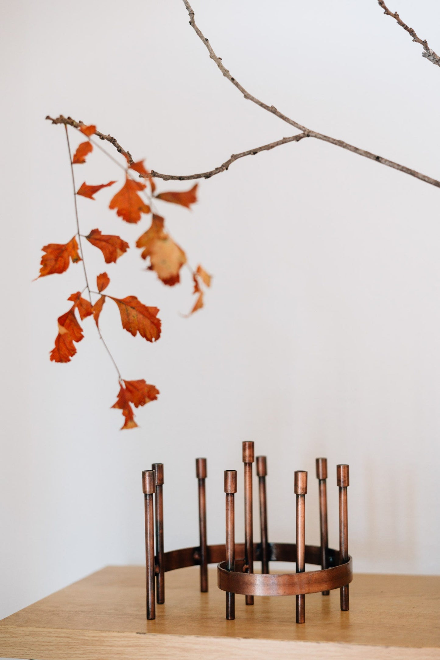 Menorah spiral iron 8Dx6H antiqued copper