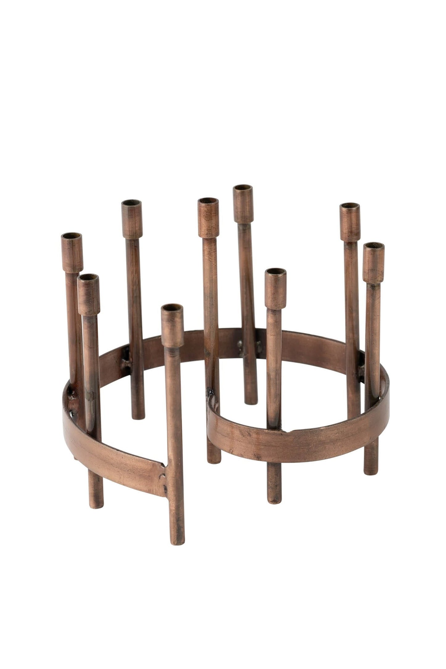 Menorah spiral iron 8Dx6H antiqued copper