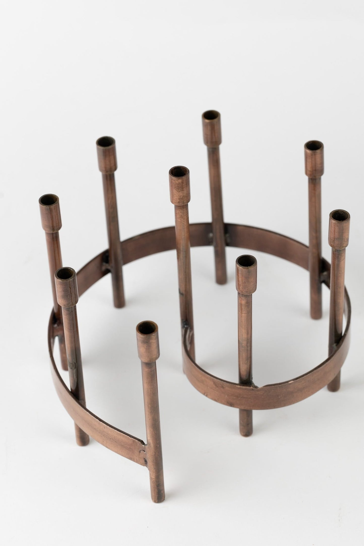 Menorah spiral iron 8Dx6H antiqued copper