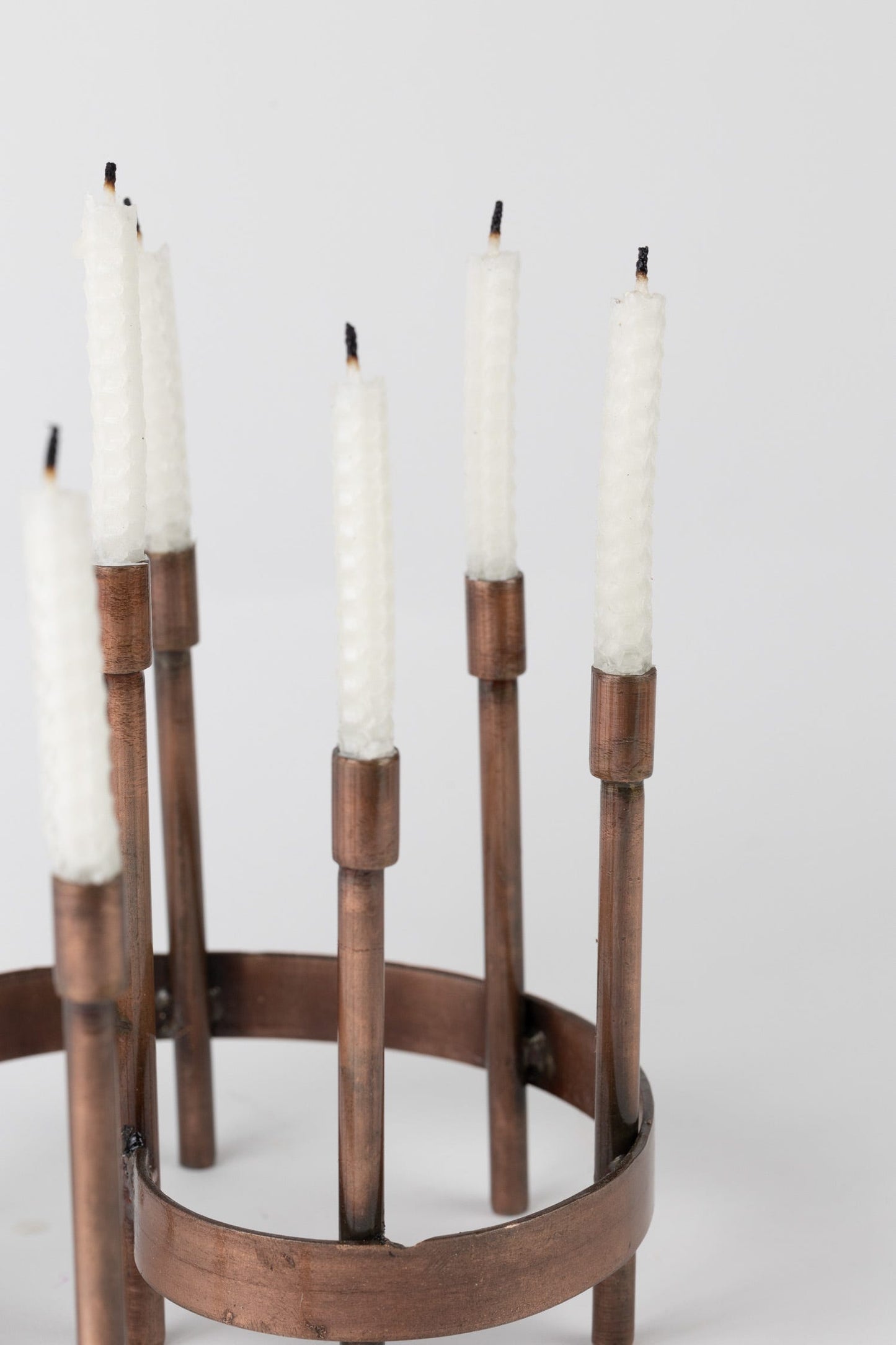 Menorah spiral iron 8Dx6H antiqued copper