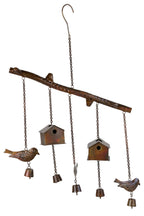 Chime little bird houses 5 bells iron 16Wx13H cppr