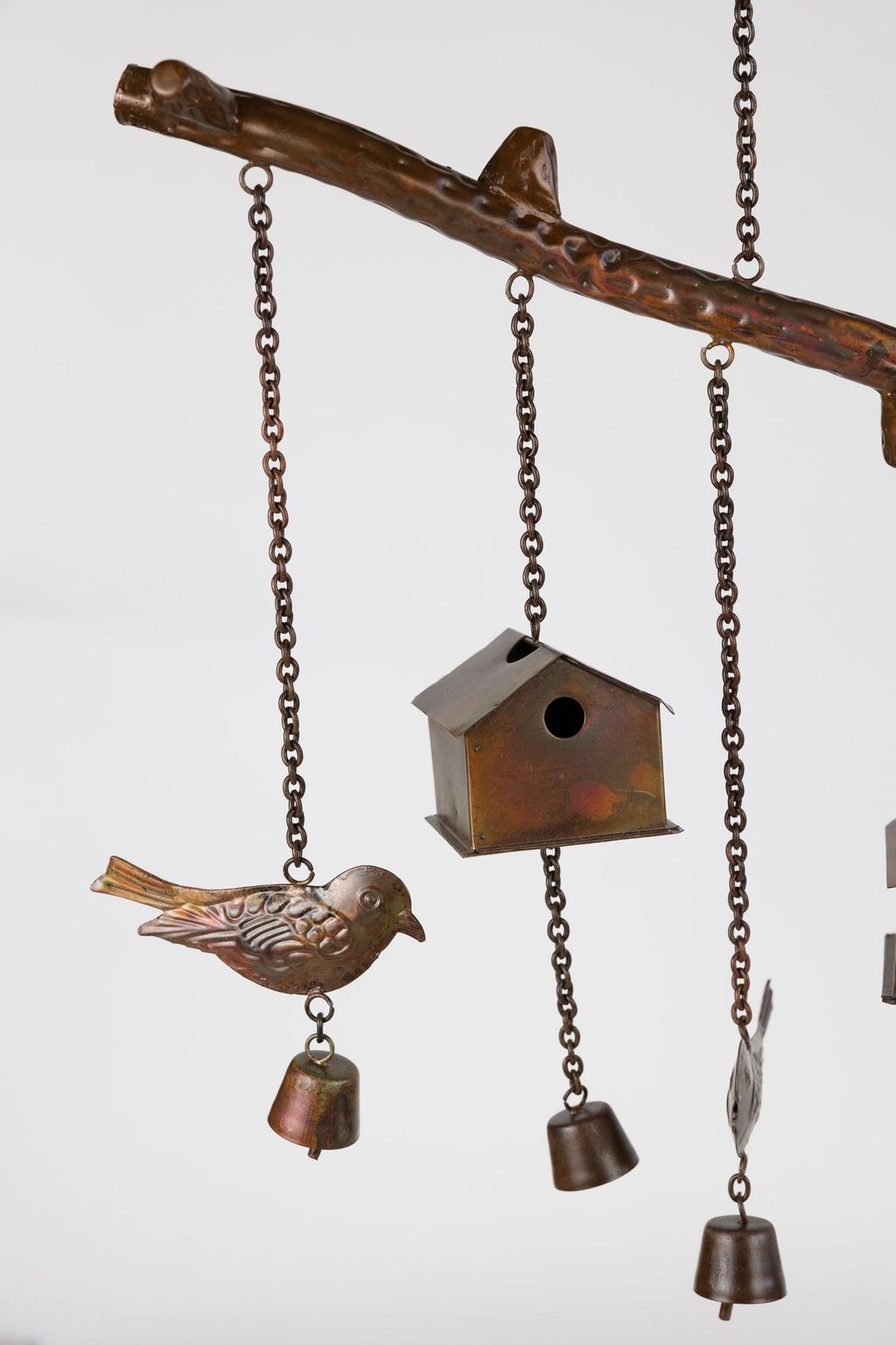 Chime little bird houses 5 bells iron 16Wx13H cppr