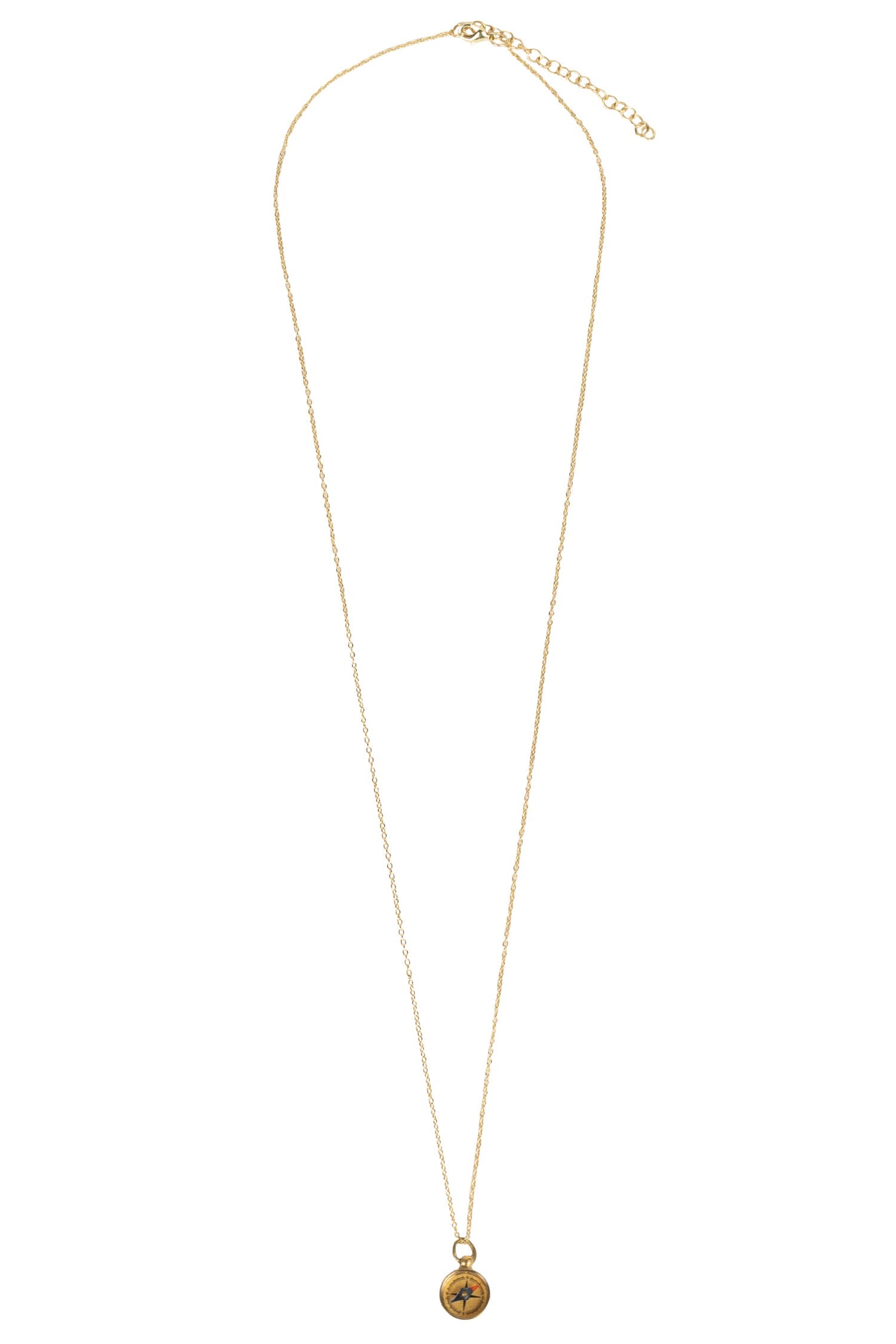 Necklace mini compass pend mtl/glass .6Dx32L br