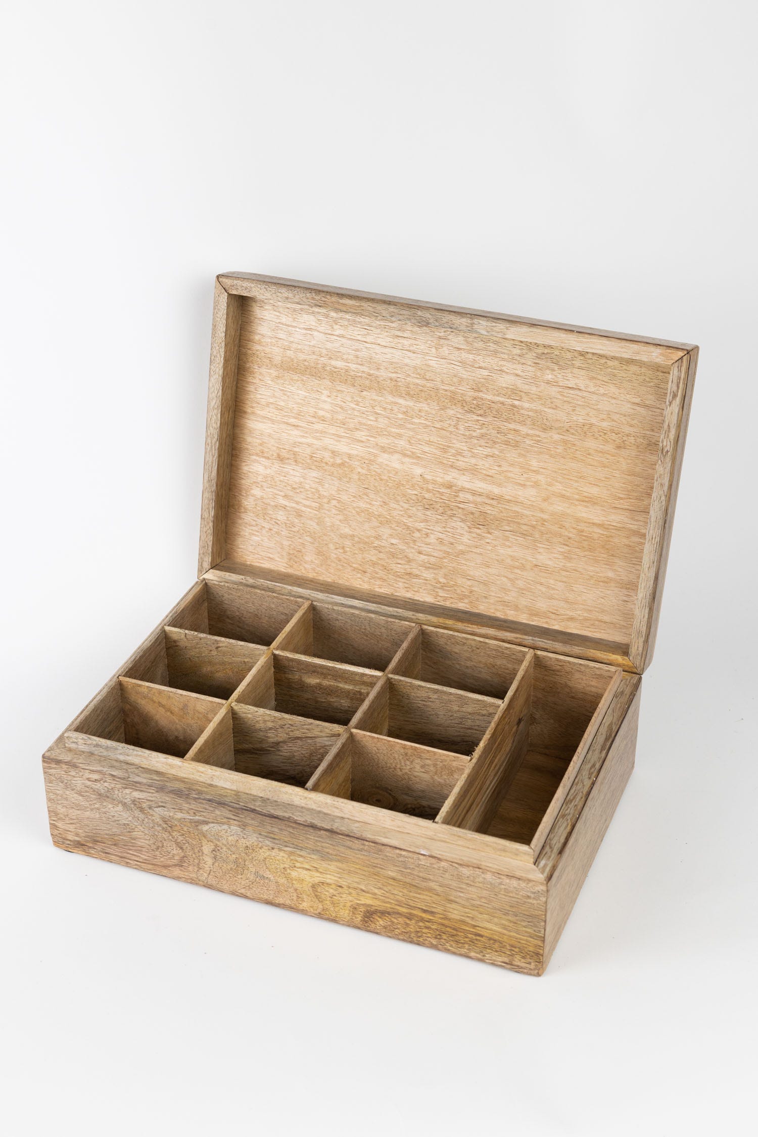 Box f/tea diamond/floral mango wood 12x8x4 brn