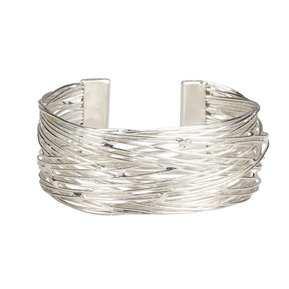 Bracelet cuff bird nest mtl 1W silver color