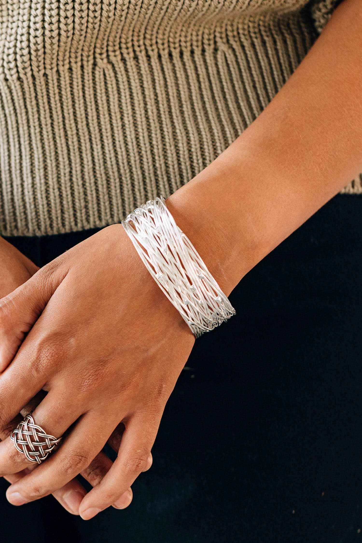 Bracelet cuff bird nest mtl 1W silver color