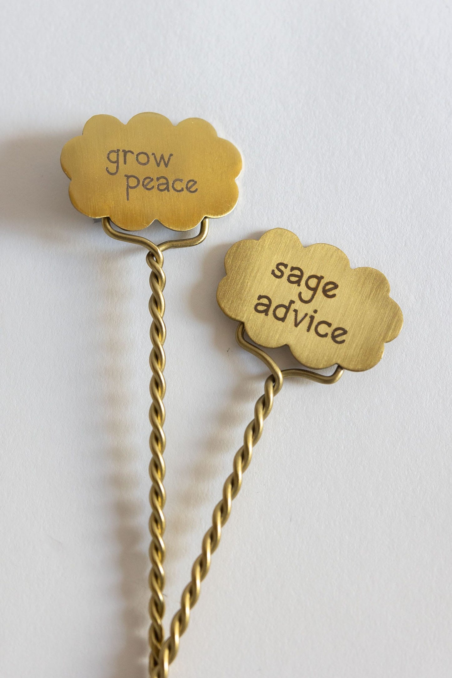 Plant markers S/2 meditation steel/br 6.5L brass