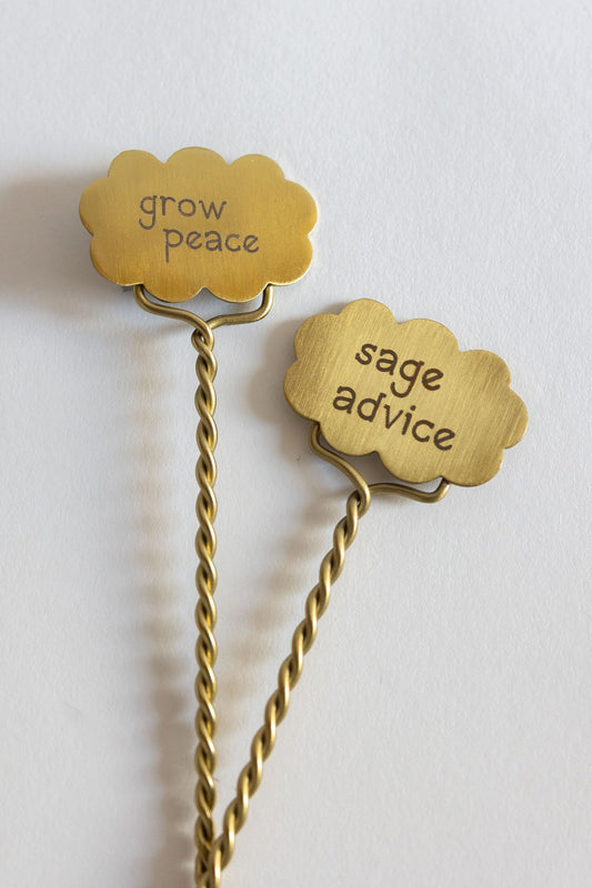 Plant markers S/2 meditation steel/br 6.5L brass