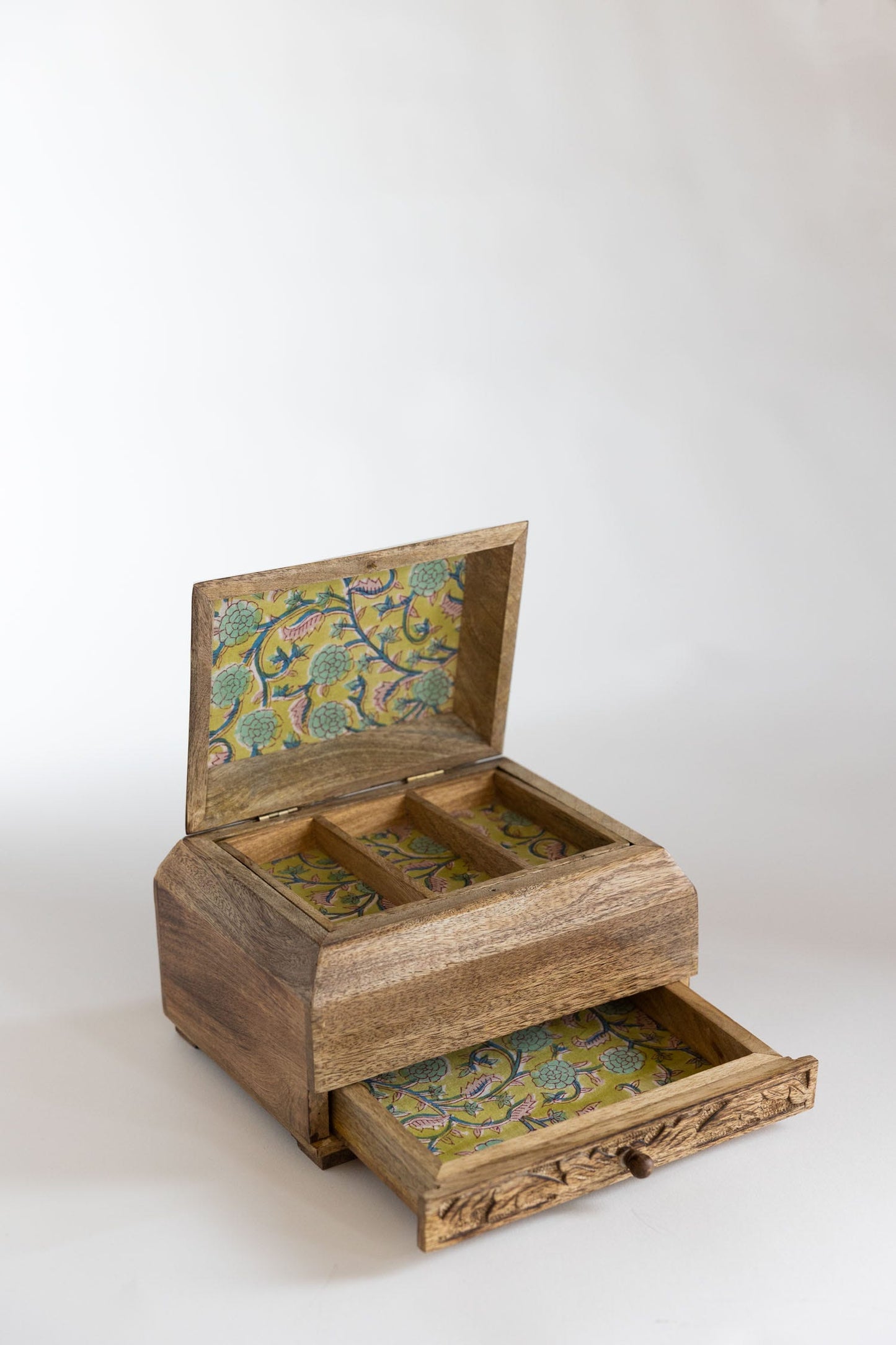 Mango Wood Carved Jewelry Box