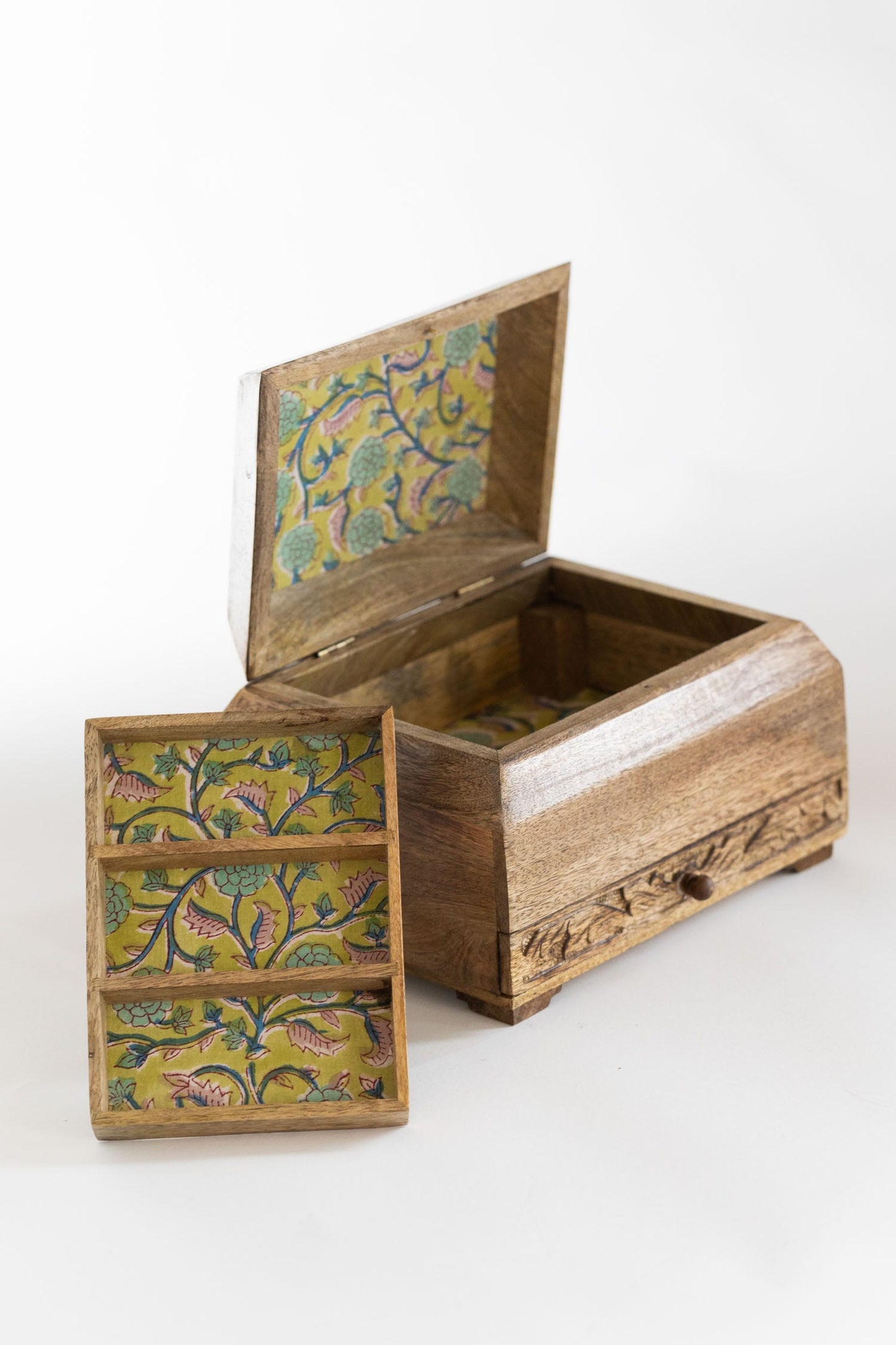 Mango Wood Carved Jewelry Box