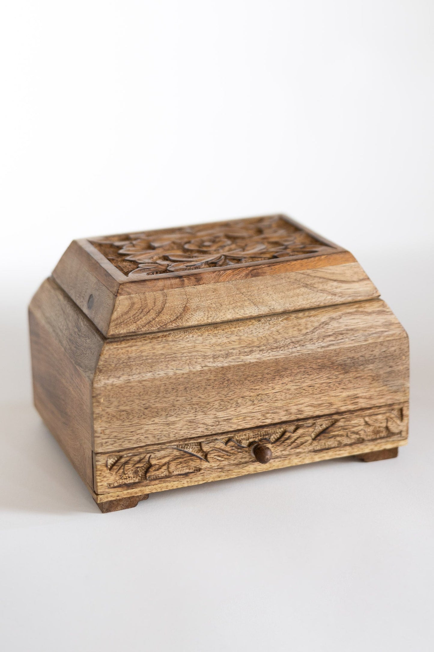 Mango Wood Carved Jewelry Box