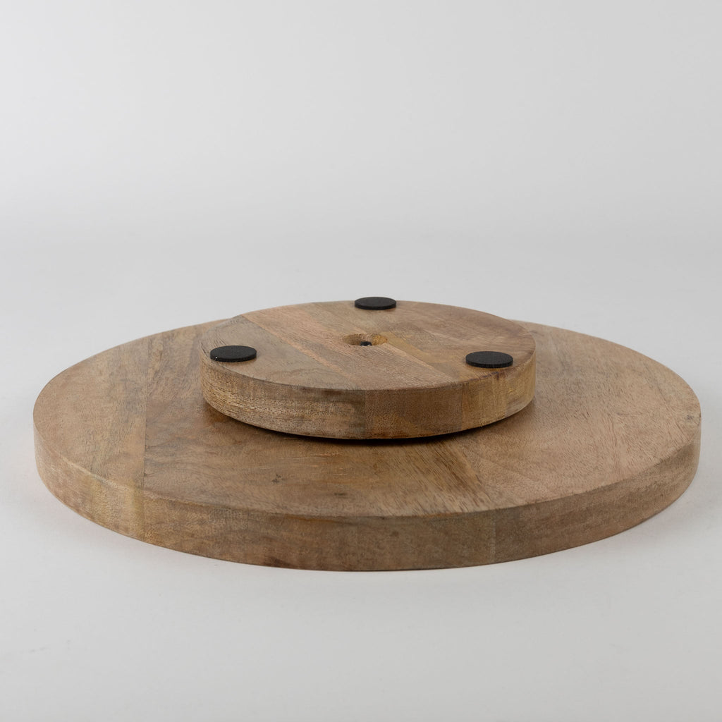Lazy Susan lasered mandala mango wd 12Dx2 brn
