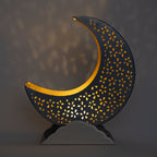 Candleholder crescent moon iron 10.5H silv/wht/gld