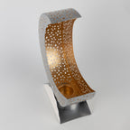 Candleholder crescent moon iron 10.5H silv/wht/gld