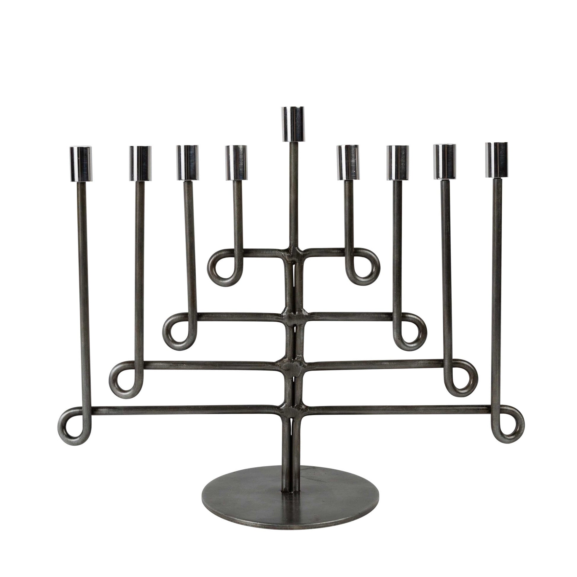 Antiqued Twisted Iron Menorah - Default Title (6832570)