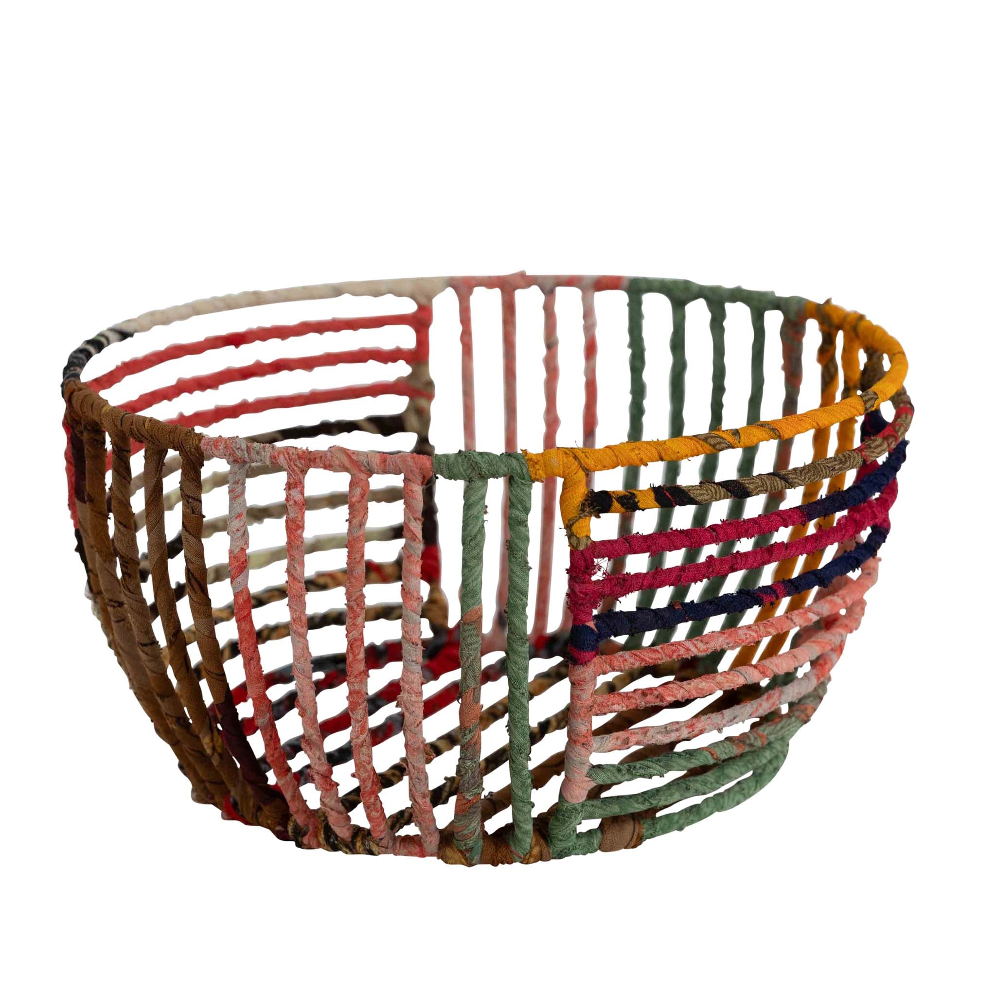 Basket round sari/wire 8Dx4H asst