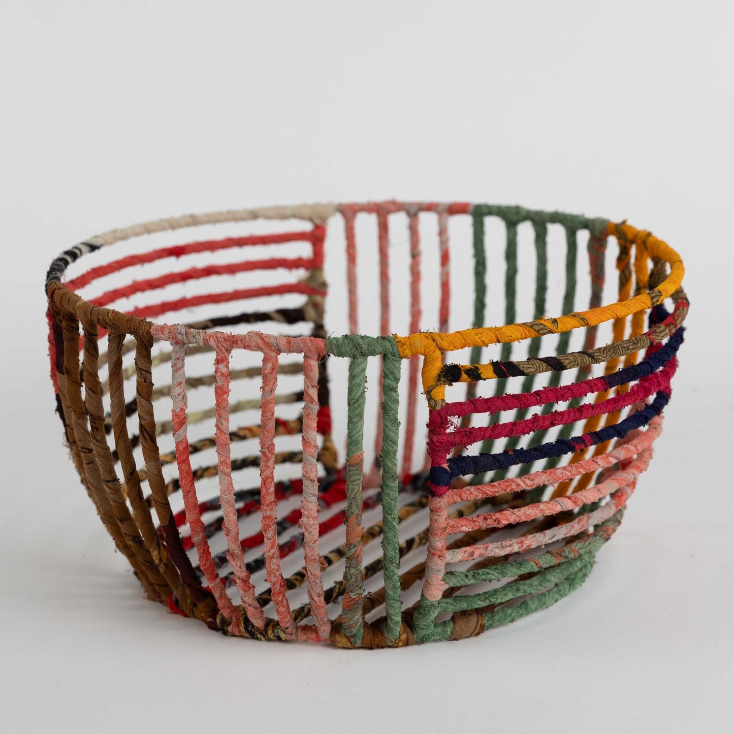 Recycled Sari Wrapped Wire Basket