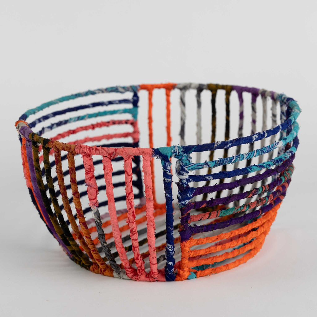 Basket round sari/wire 8Dx4H asst