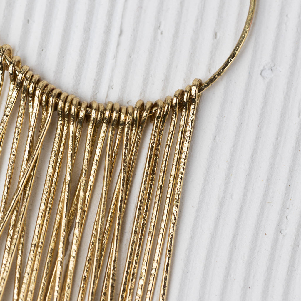 Earrings hoop w/fringe bars iron 3.75L brass