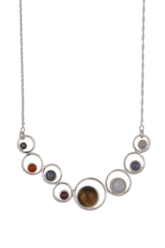 Necklace 8 stones solar system strlg