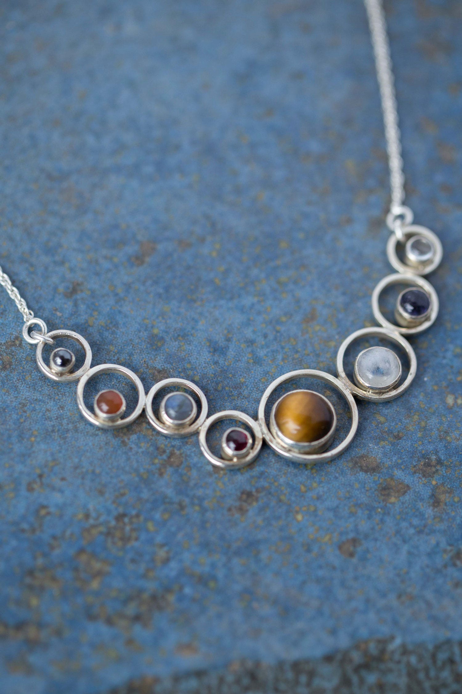Necklace 8 stones solar system strlg