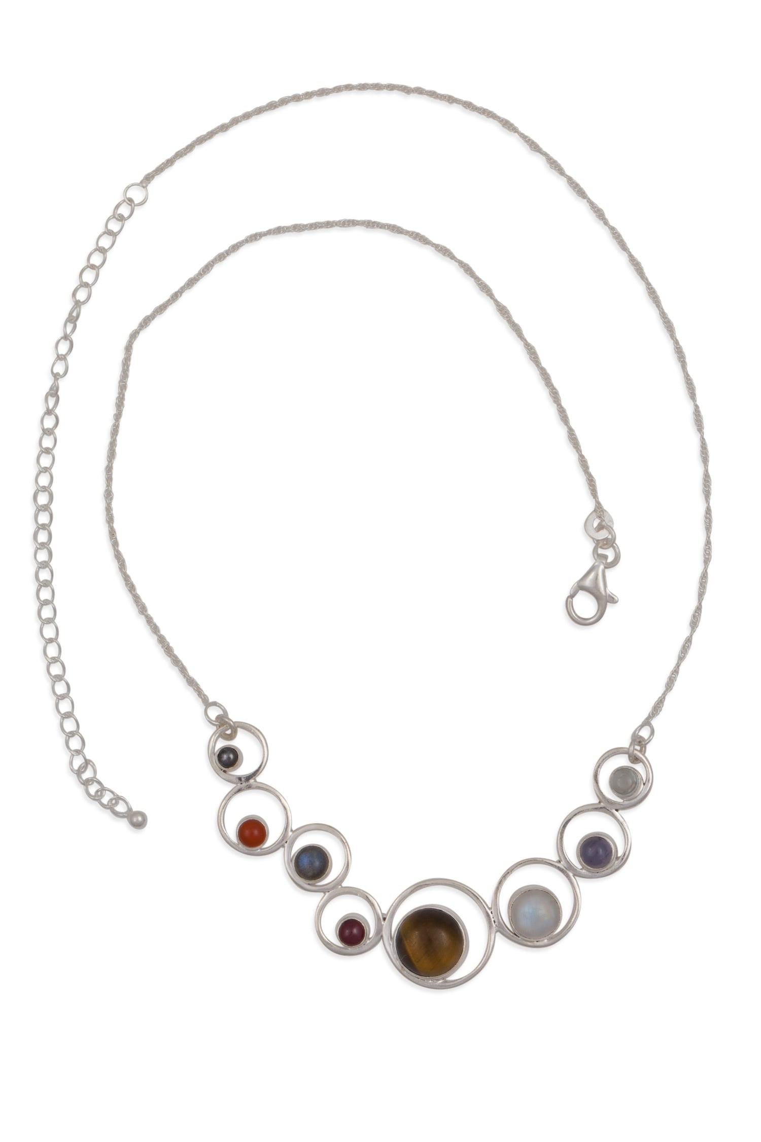 Necklace 8 stones solar system strlg