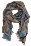 Shawl jacquard modal 80x28 aqua/green/red/purple