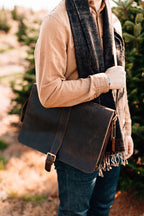 Briefcase w/strap eco leather 15Wx11H dark brown