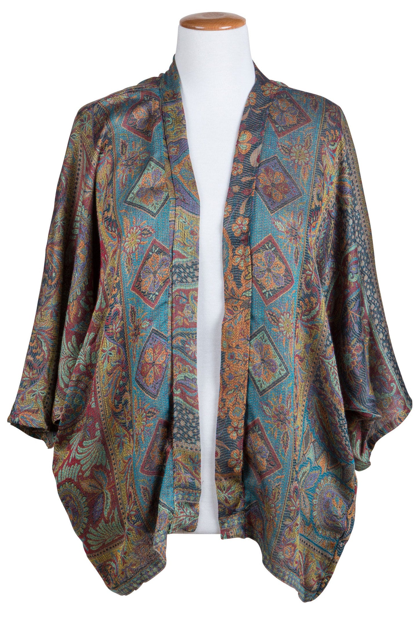 Kimono jacquard green/rust/multi