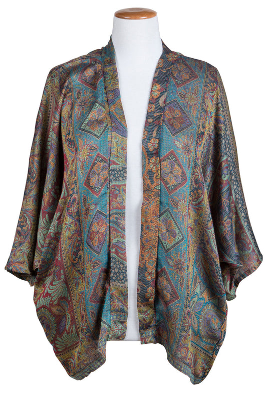Kimono jacquard green/rust/multi