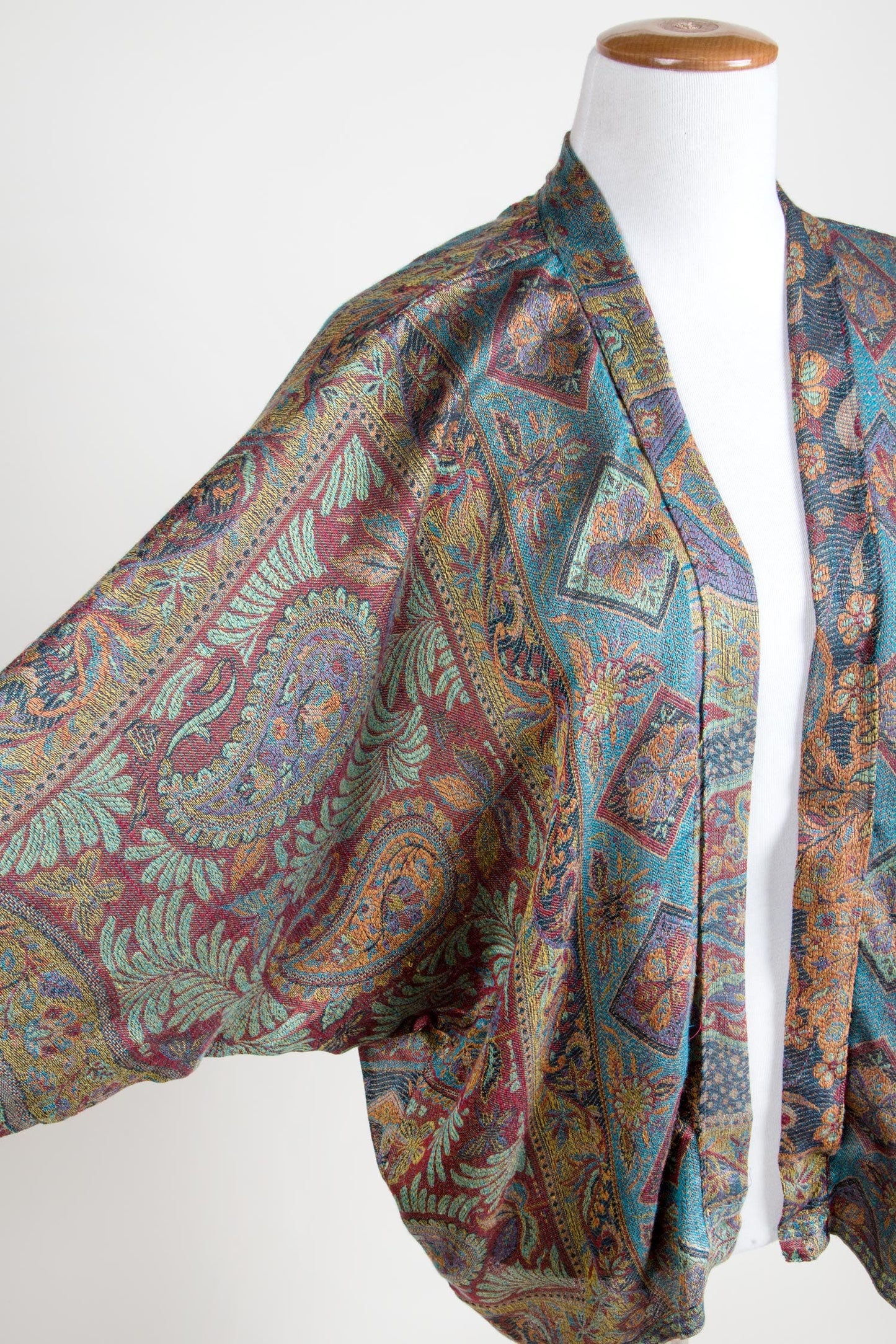 Kimono jacquard green/rust/multi