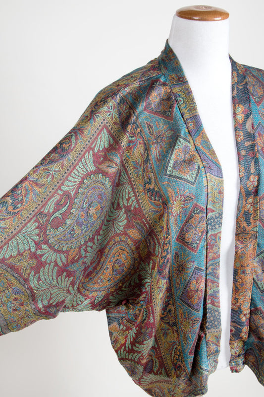 Kimono jacquard green/rust/multi