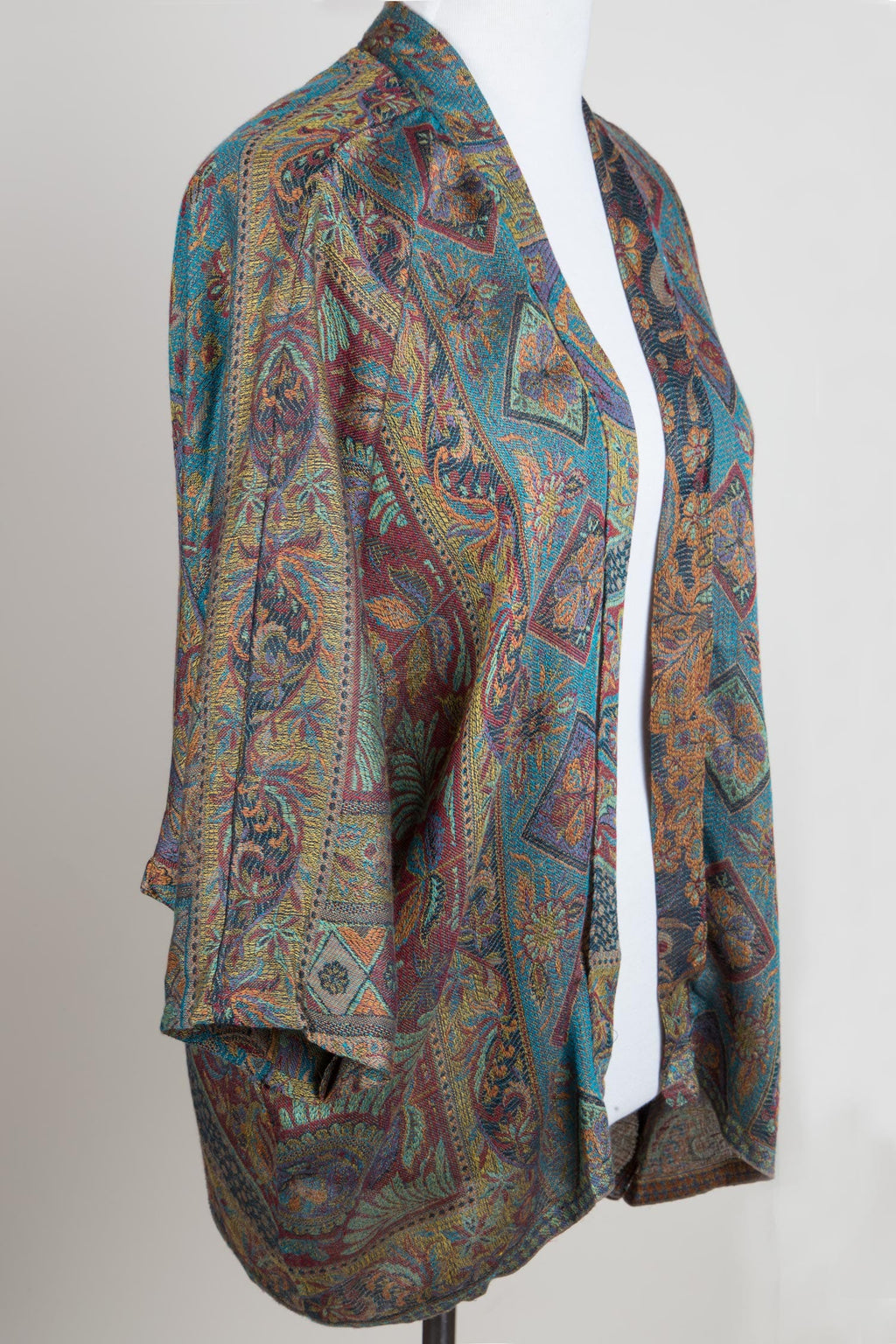 Kimono jacquard green/rust/multi