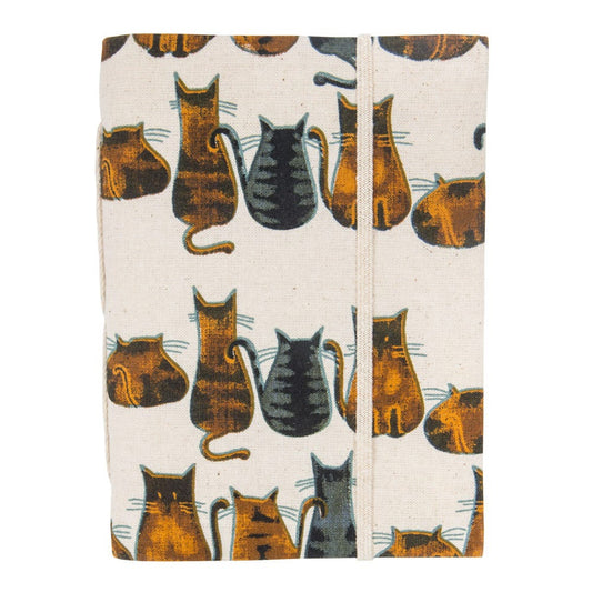 Journal cats M/3 cotton/paper 6x4.5 crm/brn