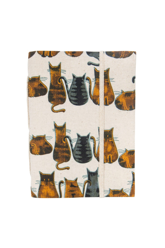 Journal cats M/3 cotton/paper 6x4.5 crm/brn
