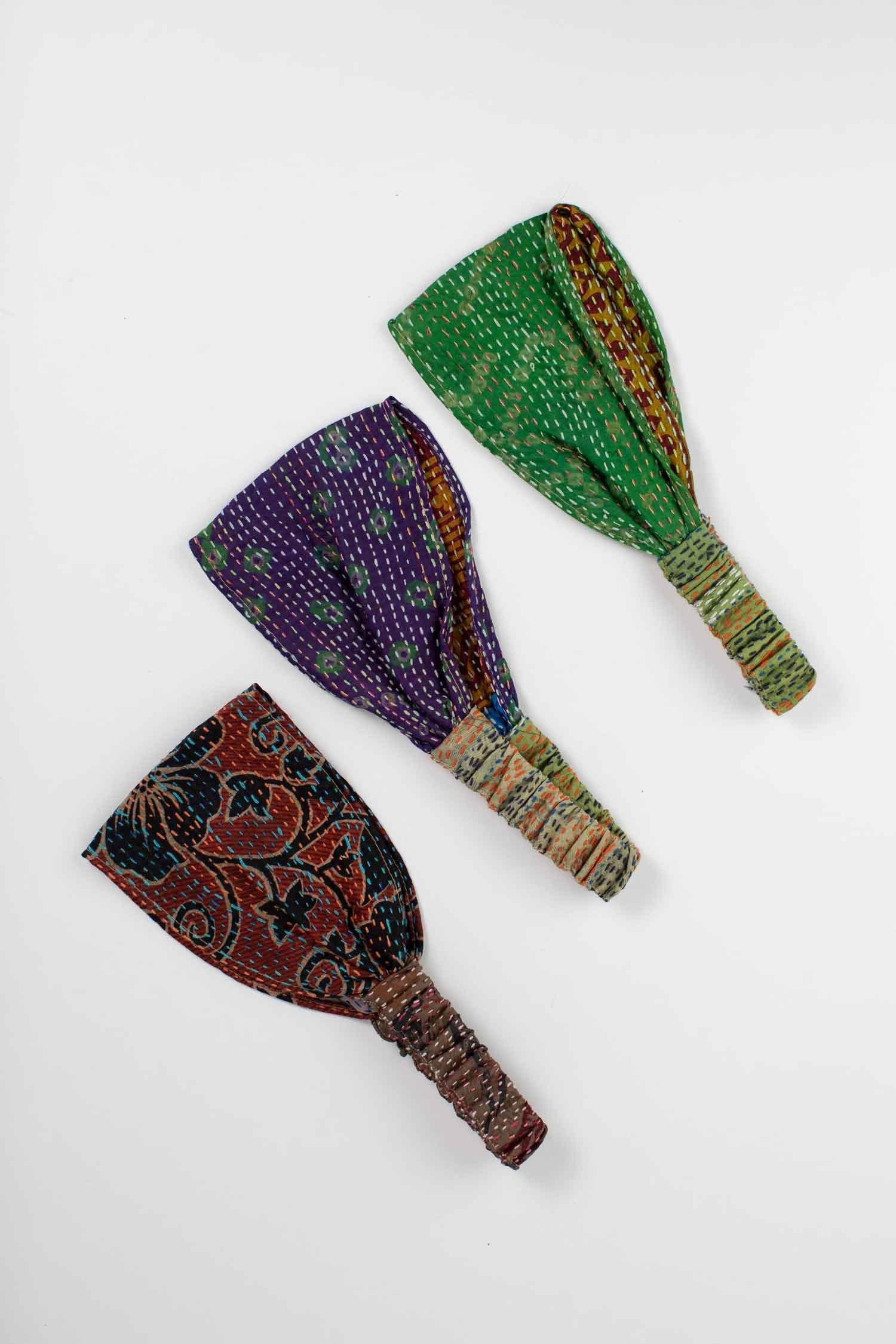 Headband kantha stitch M/2 sari silk 4.5W asst