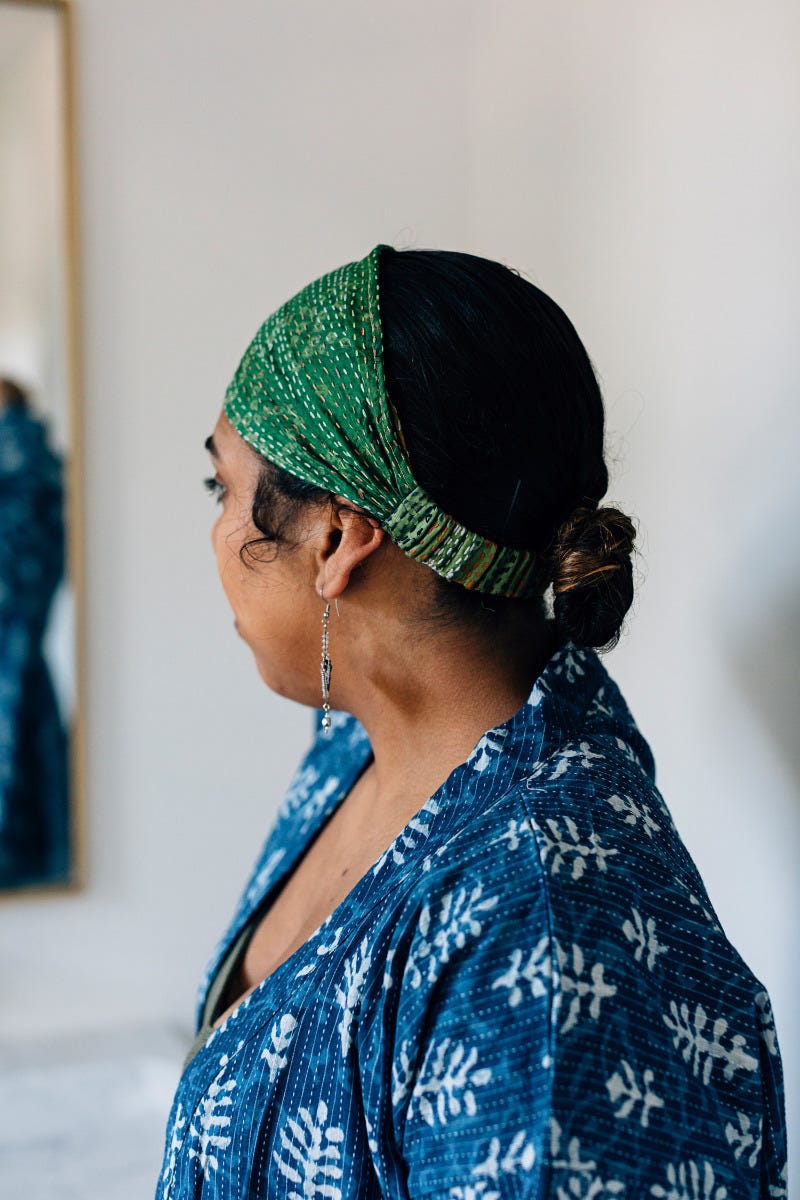 Headband kantha stitch M/2 sari silk 4.5W asst