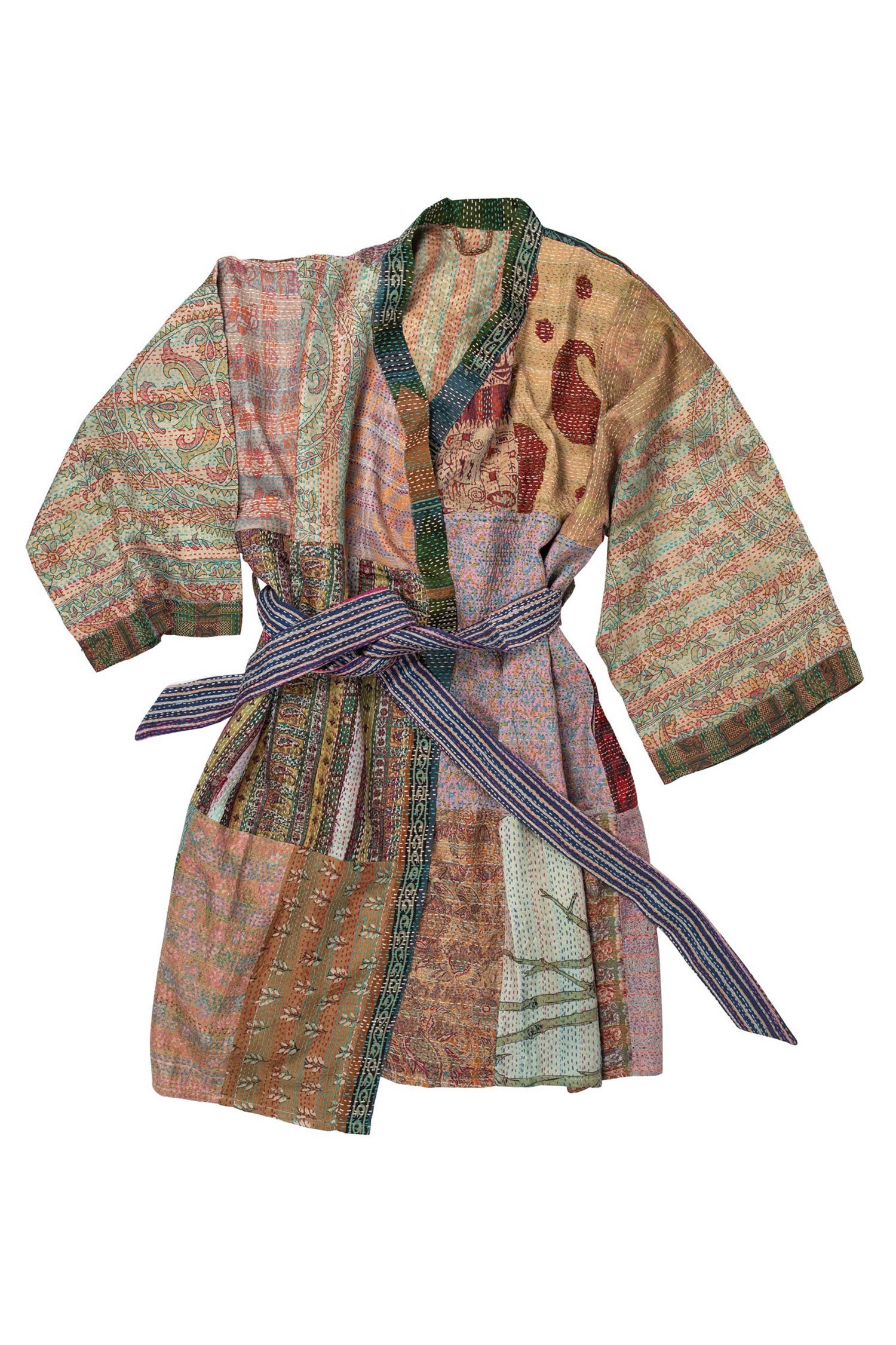 Bathrobe kantha stitch patches sari 40L asst