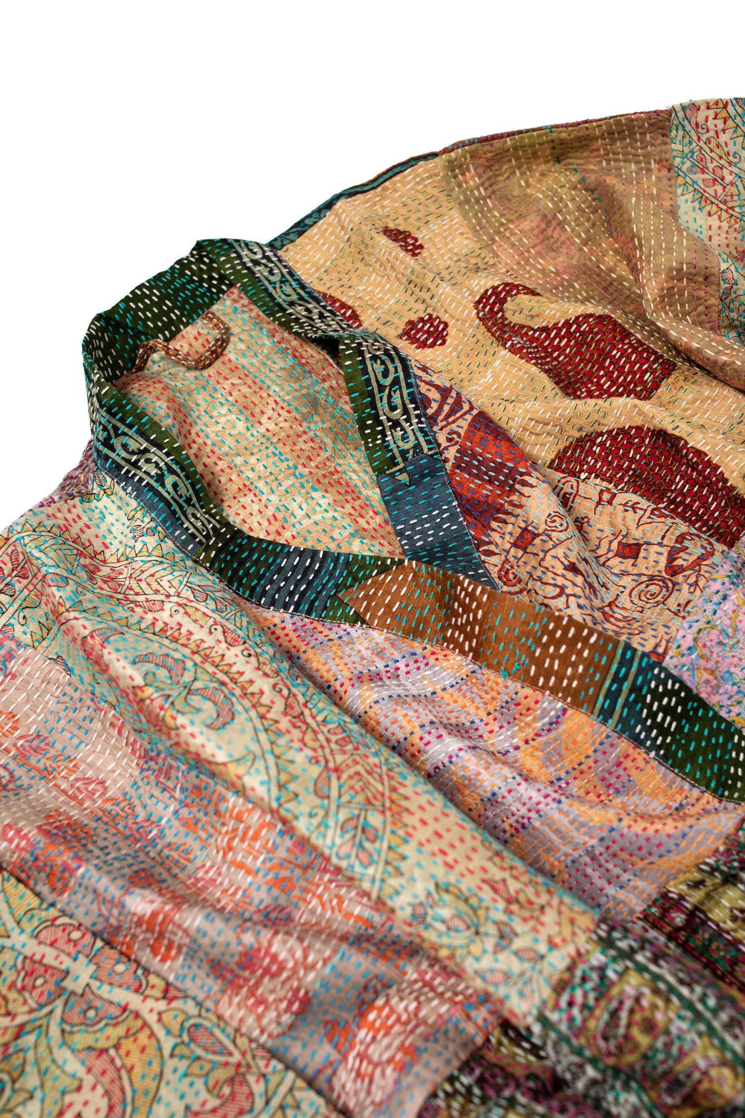 Bathrobe kantha stitch patches sari 40L asst