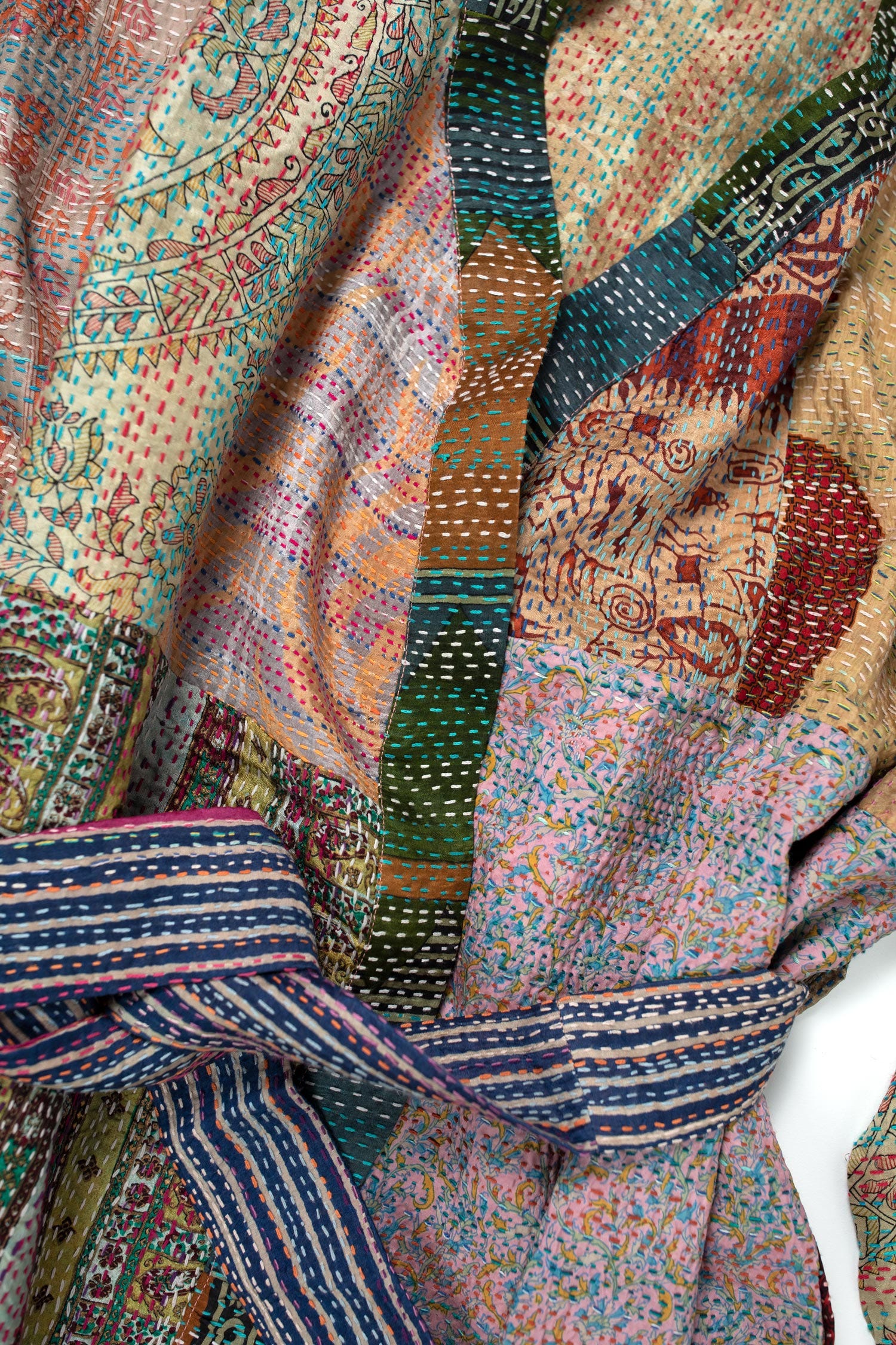 Bathrobe kantha stitch patches sari 40L asst