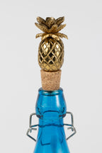 Bottle topper pineapple metal/cork 1.5Dx3.75H gold