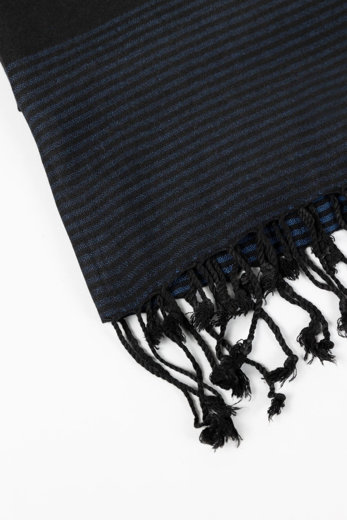 Shawl wide/narrow stripes viscose 84x28 black/blue