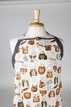 Apron dog chefs cotton 33L cream/brown/green