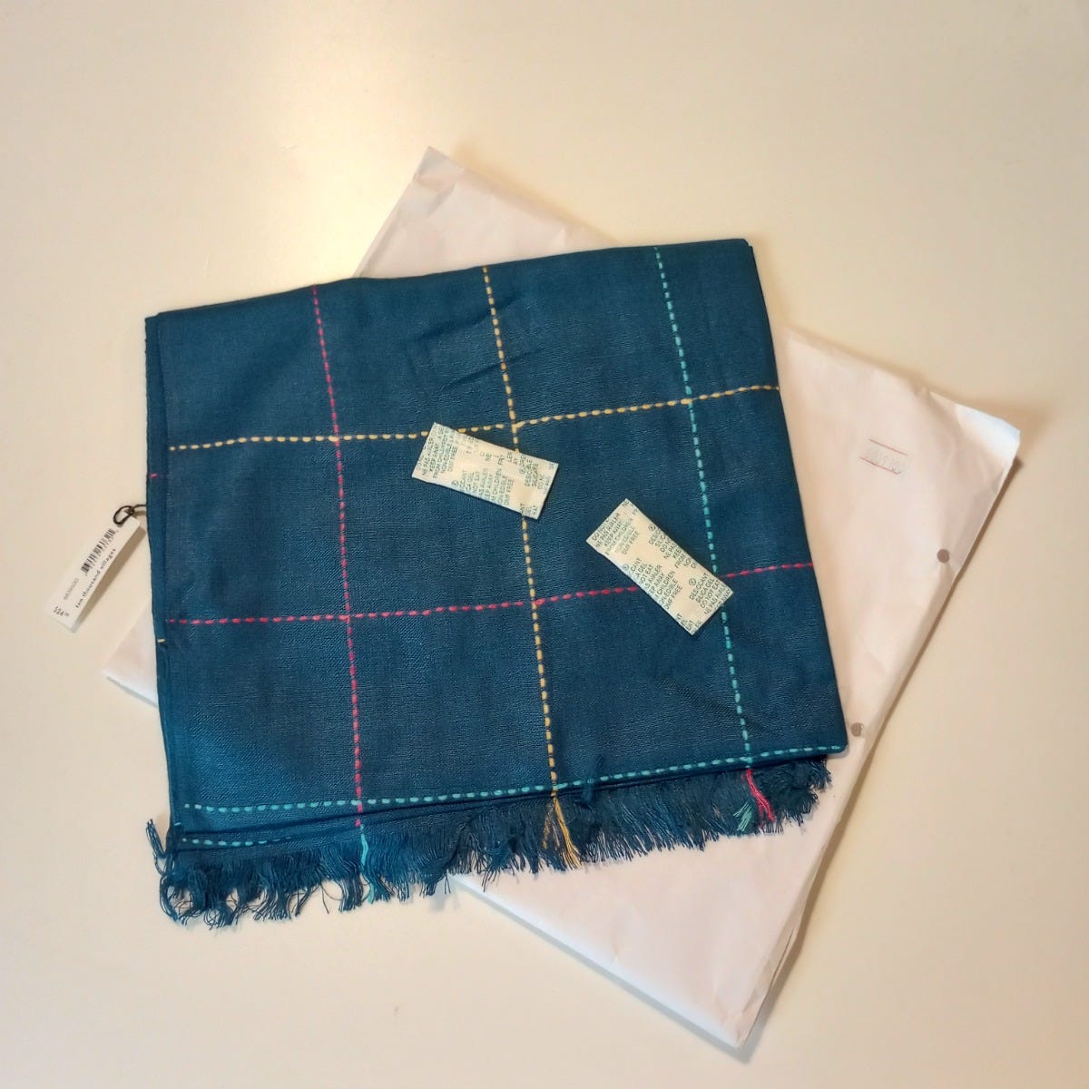 Scarf kantha stitch sqs viscose 70x20 blue/multi