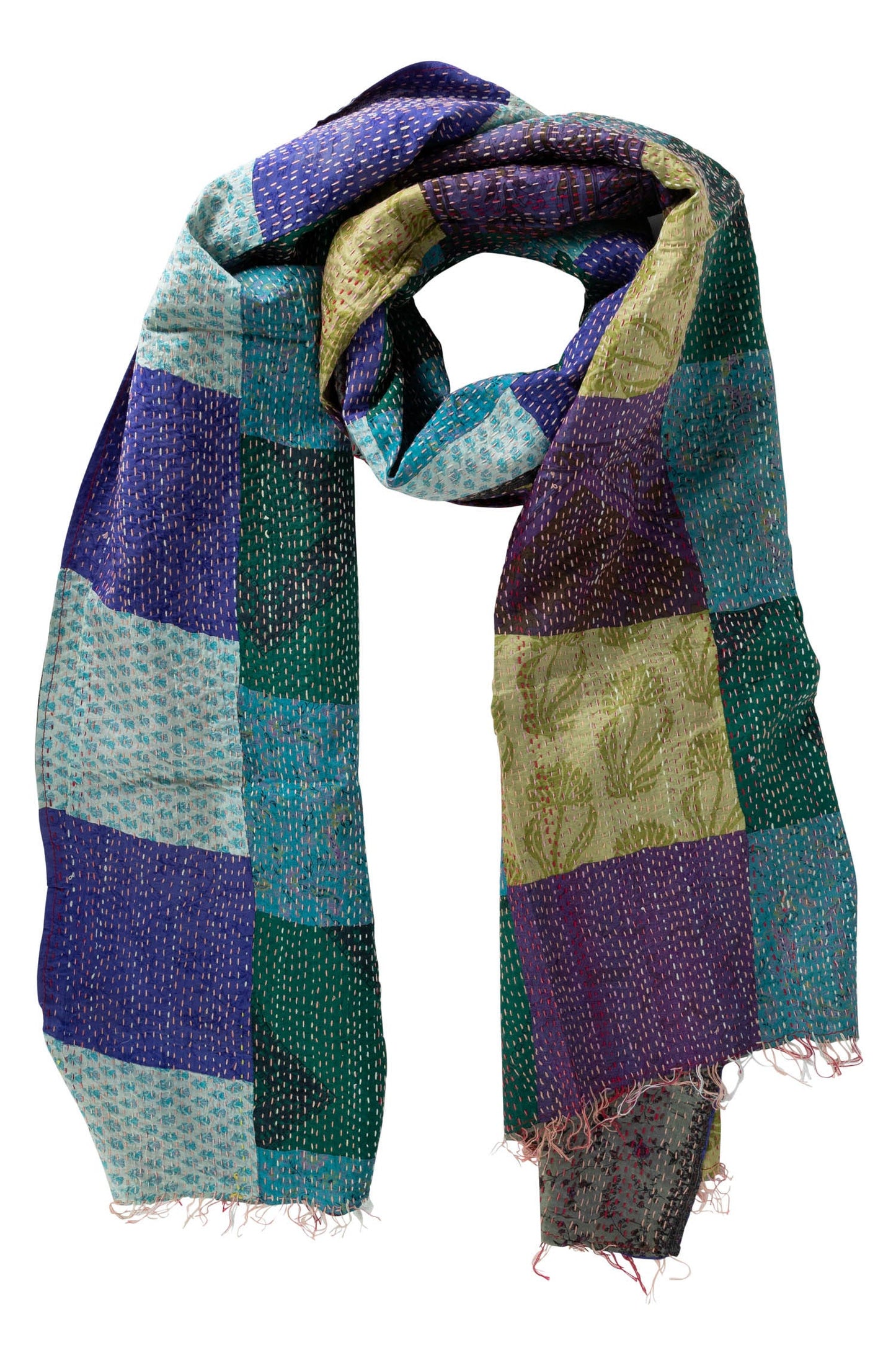 Shawl kantha patchwork upcycled sari 85x35 asst