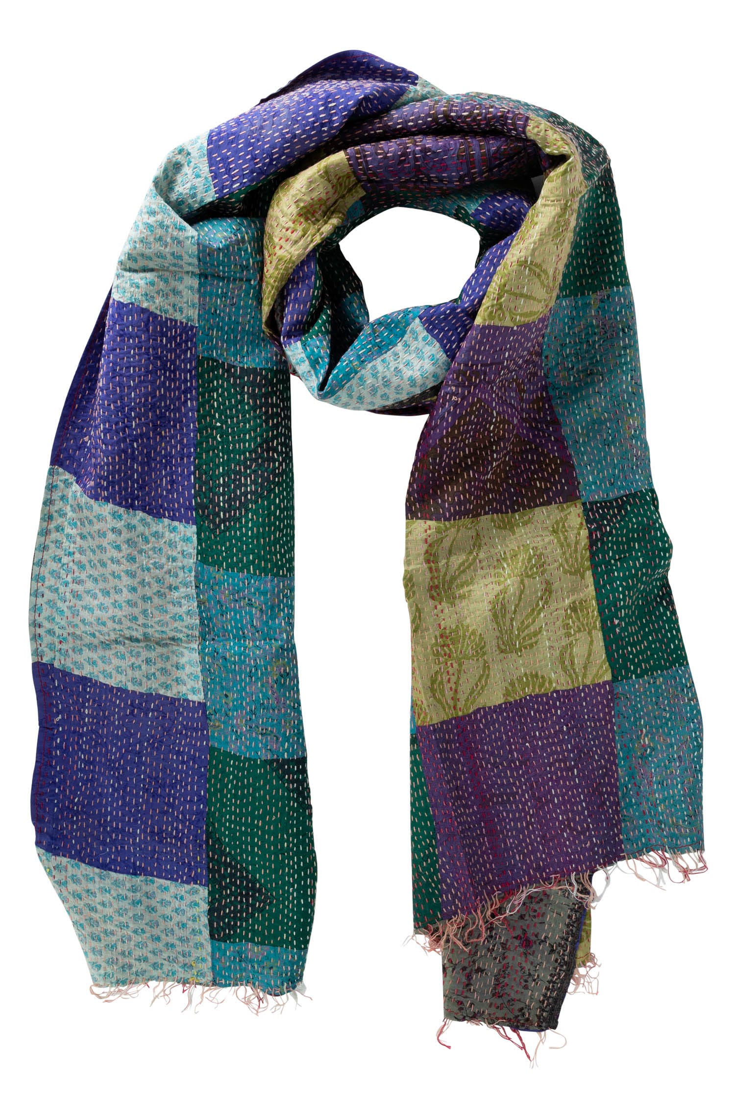 Shawl kantha patchwork upcycled sari 85x35 asst
