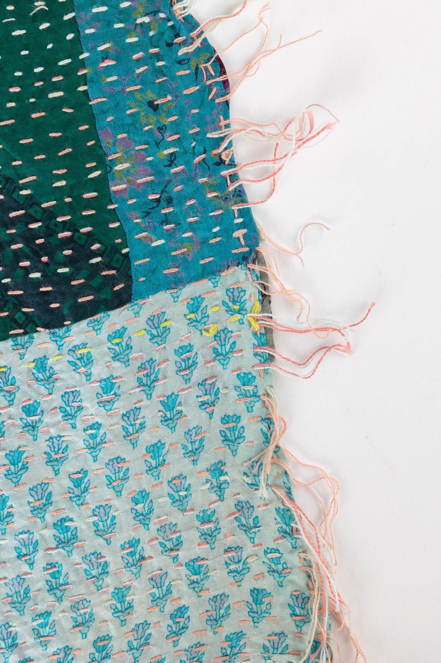 Shawl kantha patchwork upcycled sari 85x35 asst